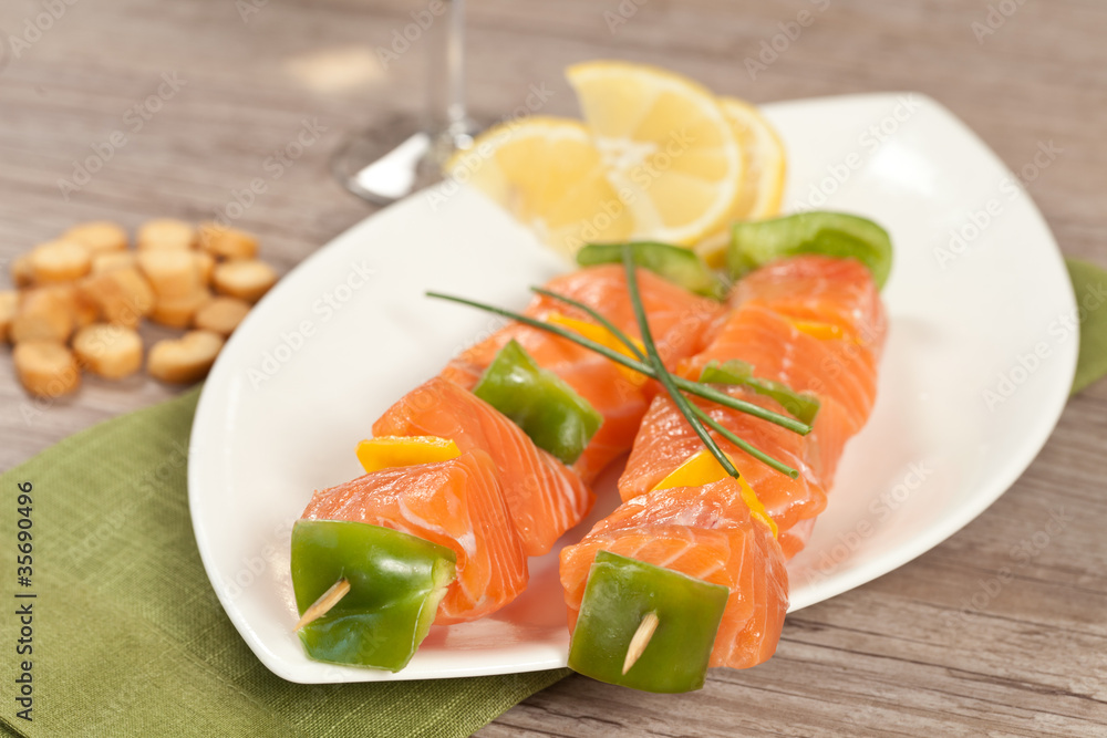 Salmon skewer Salmon skewer