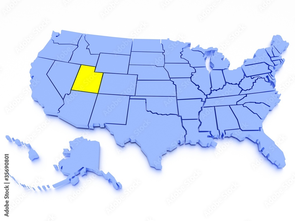 Fototapeta premium 3D map of United States - State California