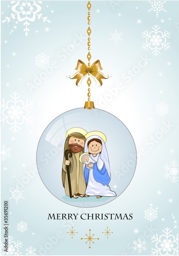 Holy Family blue background