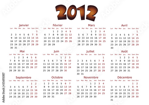 Calendrier 2012 simple - facilement éditable
