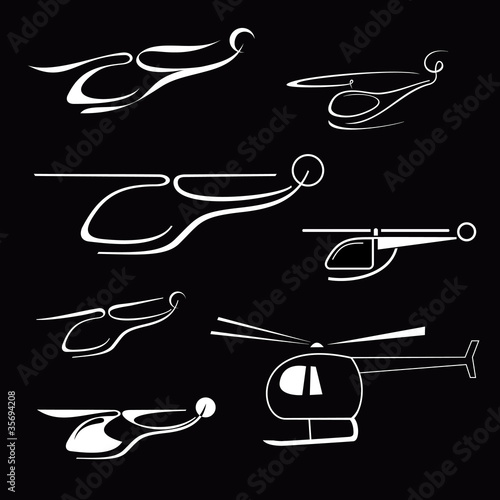 Helicopter - isolated vector icons