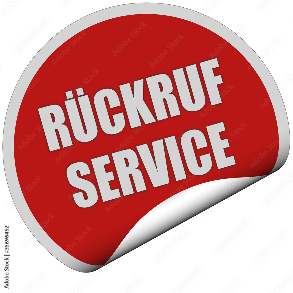Sticker rot rund curl unten RÜCKRUF SERVICE Sticker rot rund curl unten RÜCKRUF SERVICE