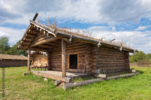 Ancient traditional russian wooden house X century