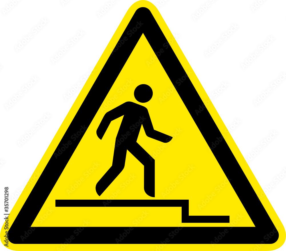 Warnschild Warnzeichen Achtung Stufe Abwärts Runter Warnschild Warnzeichen Achtung Stufe Abwärts Runter