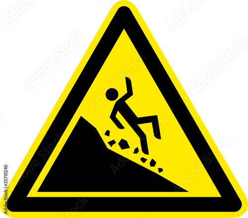 Warnschild Warnzeichen Gerölllawine Lockerer Untergrund