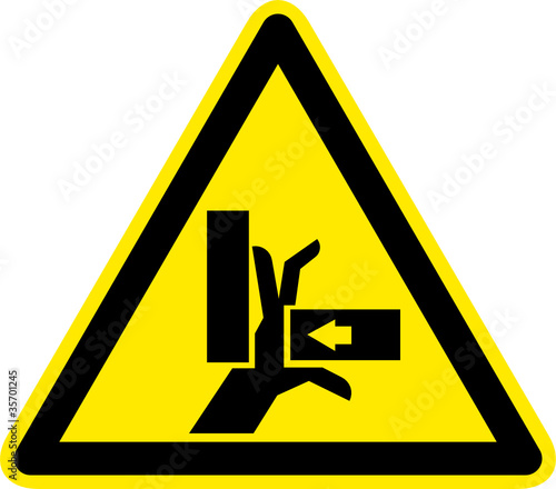Warnschild Warnzeichen Quetschgefahr Handverletzung