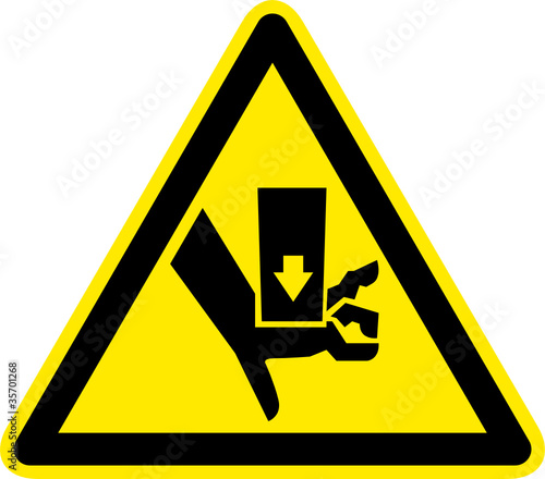 Warnschild Warnzeichen Quetschgefahr Handverletzung