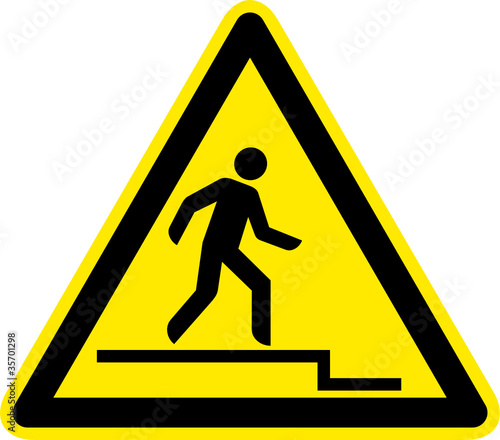 Warnschild Warnzeichen Achtung Stufe Abwärts Runter