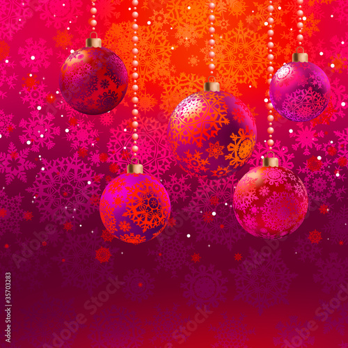 Christmas background with baubles. EPS 8