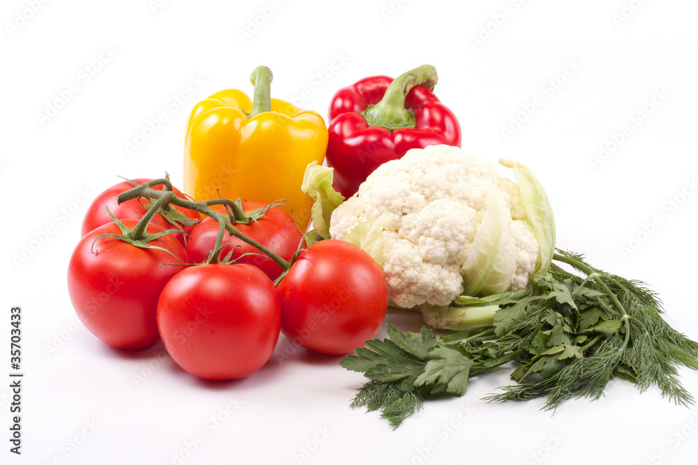 mix of fresh vegetables isolated on white mix of fresh vegetables isolated on white