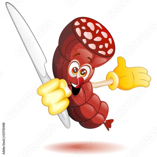 Salame Salsiccia Cartoon Fumetto-Salami Sausage Comics-Vector