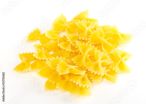 dried italian pasta on white background
