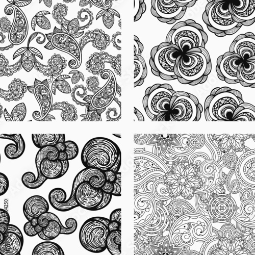 vector set of four seamless patterns