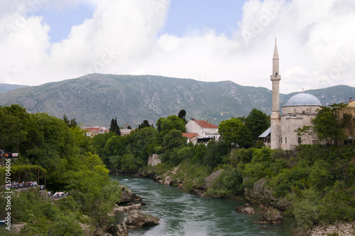 Mostar by the River Neretva in Bosnia Herzegovina