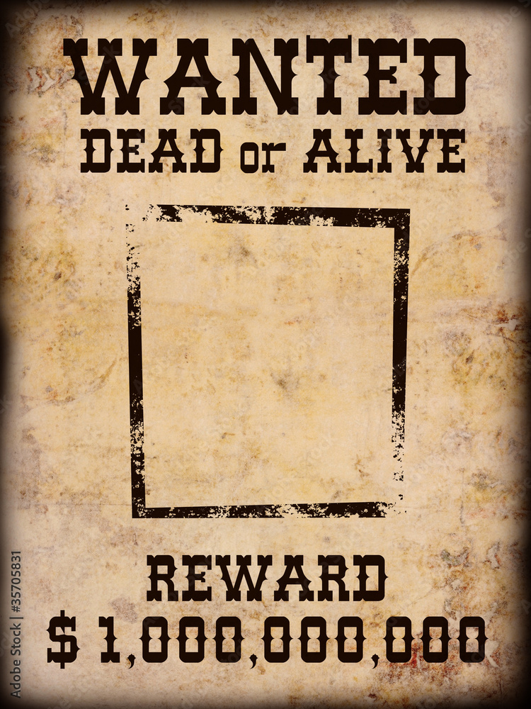 Ideelt Glæd dig Decode Poster Wanted dead or alive Stock Illustration | Adobe Stock