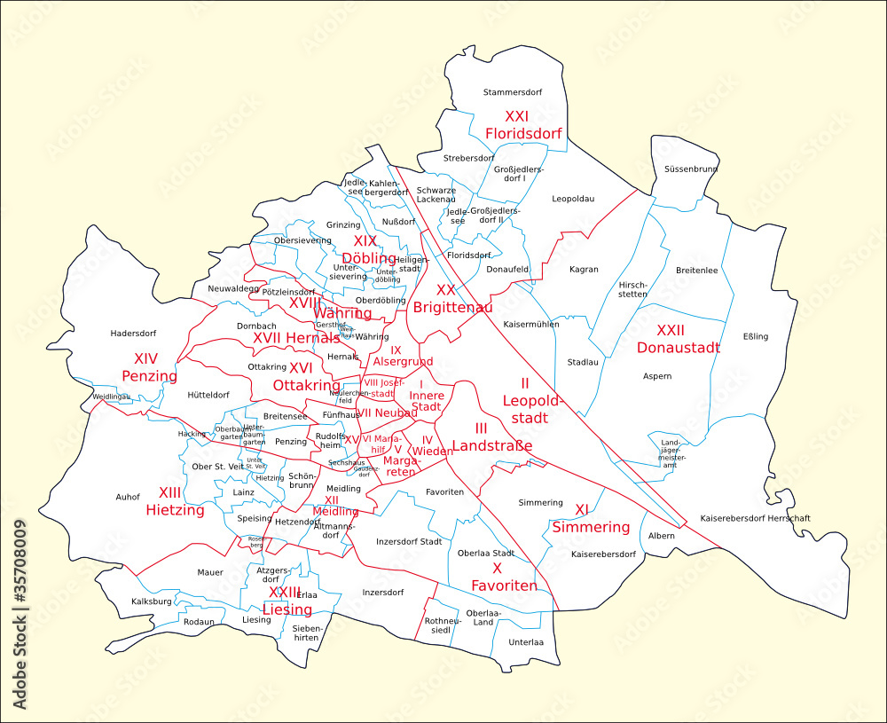 Wien-Bezirke-Kastralgemeinden Stock Vector  Adobe Stock