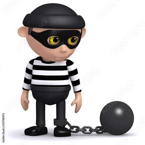 Bilde på lerret 3d Burglar is paying the price for his crimes