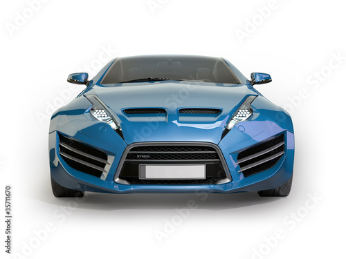 Blue sports car isolated on white background © -Misha