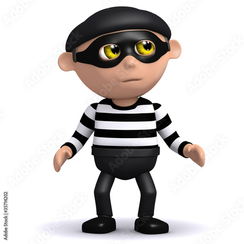 Photography 3d Burglar is alert to detection