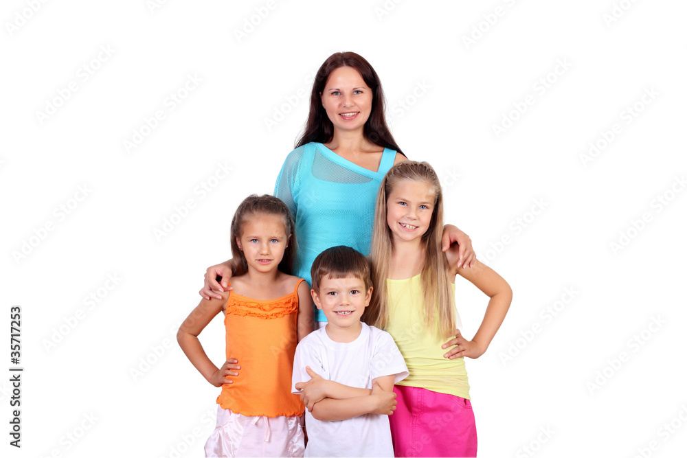 Mother with her three children in studio Mother with her three children in studio