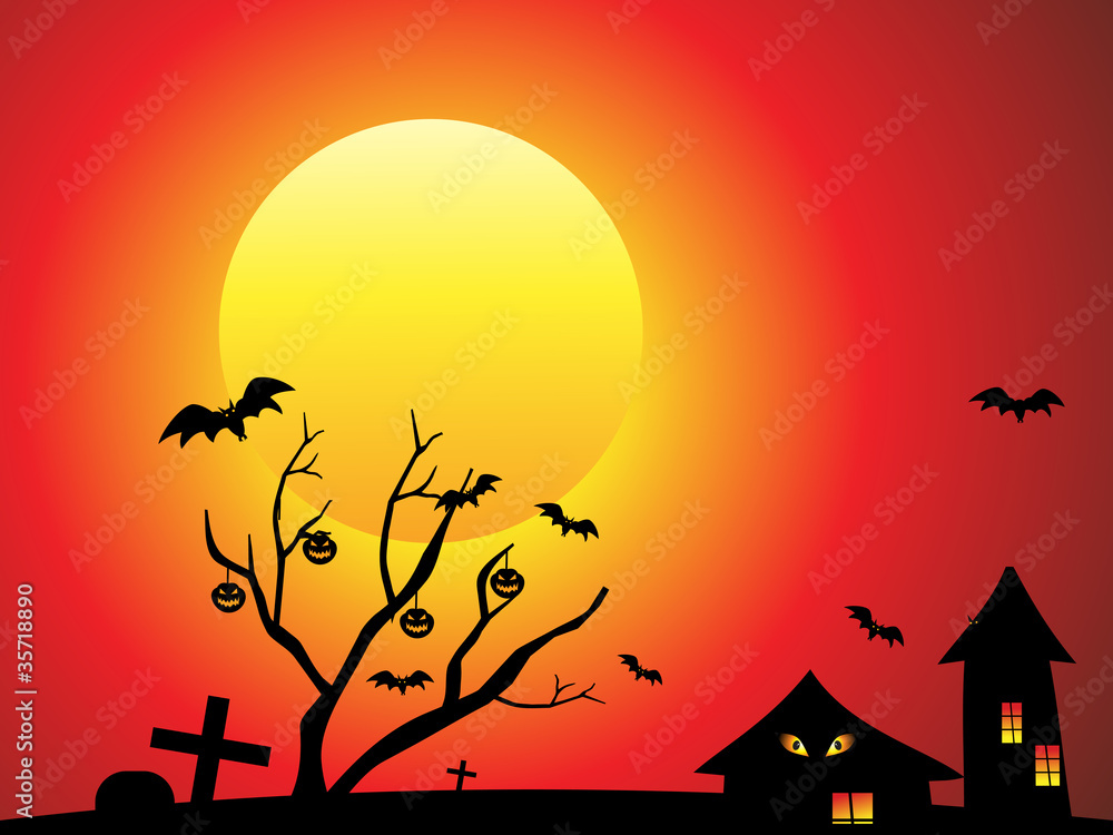 abstract halloween background with tree