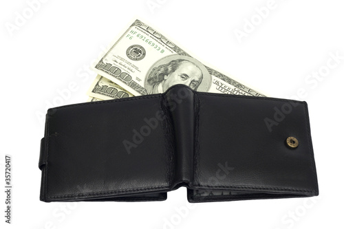 One black purse with the big pack of dollars