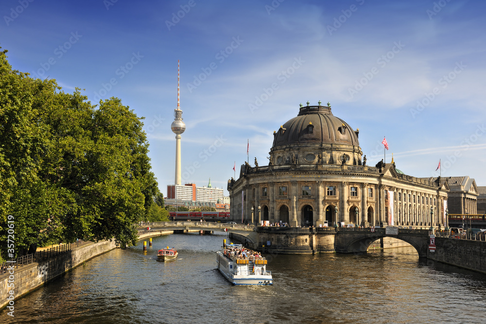Bode Museum on Museum Island with TV Tower in background, Berlin