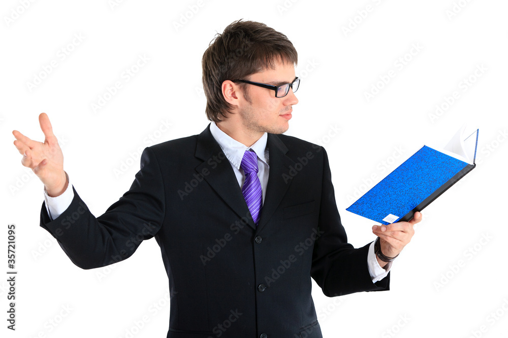 Businessman and notebook. Close up Businessman and notebook. Close up
