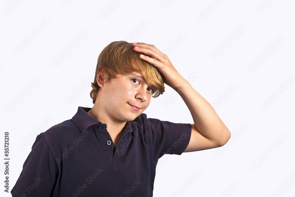 smart little boy smiling on white background smart little boy smiling on white background