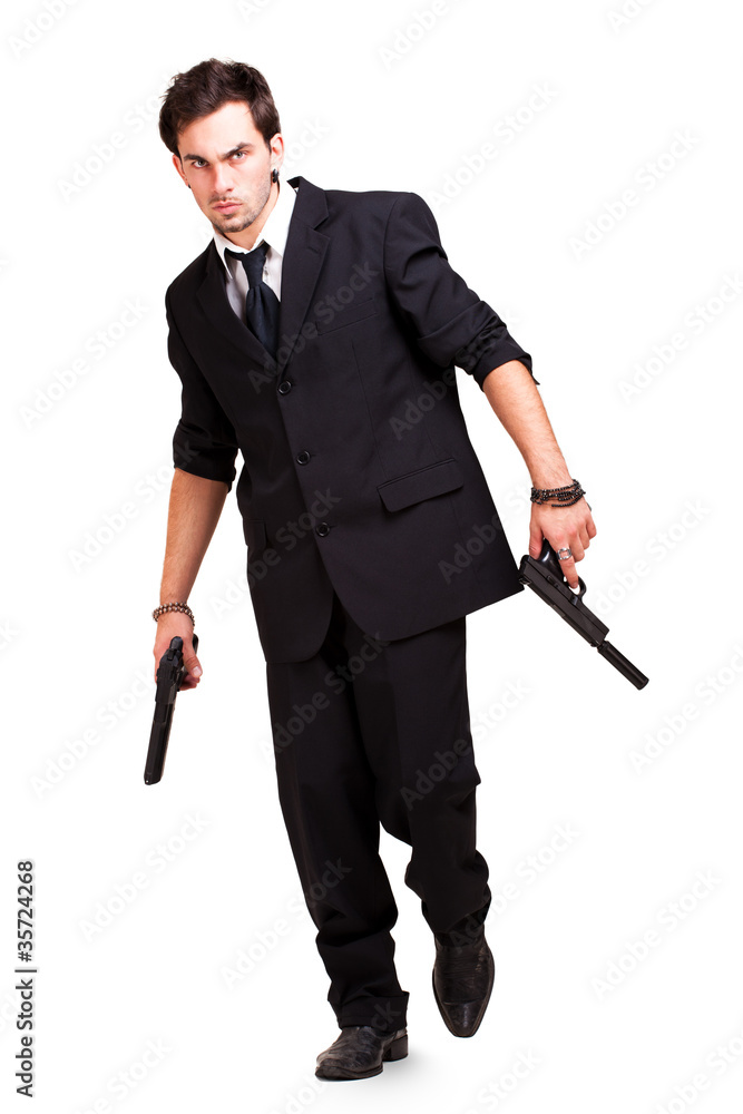Naklejka premium cooler Mann mit Pistolen