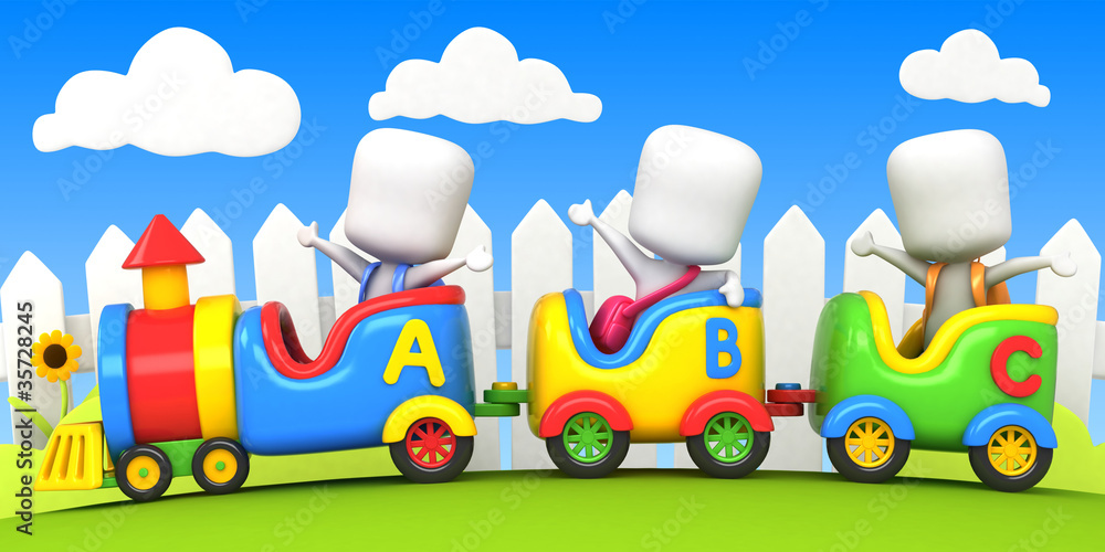 Fototapeta premium Kids on Train