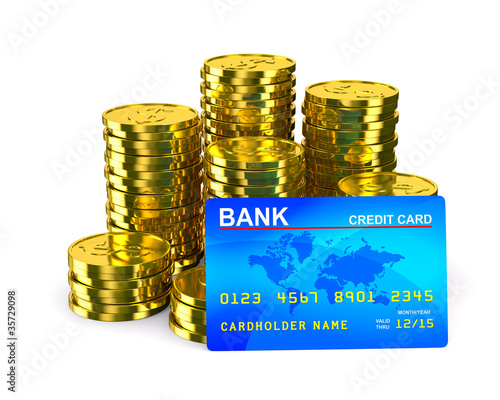 Column of golden coins and ...