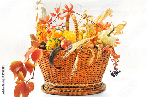 Autumnal basket over white