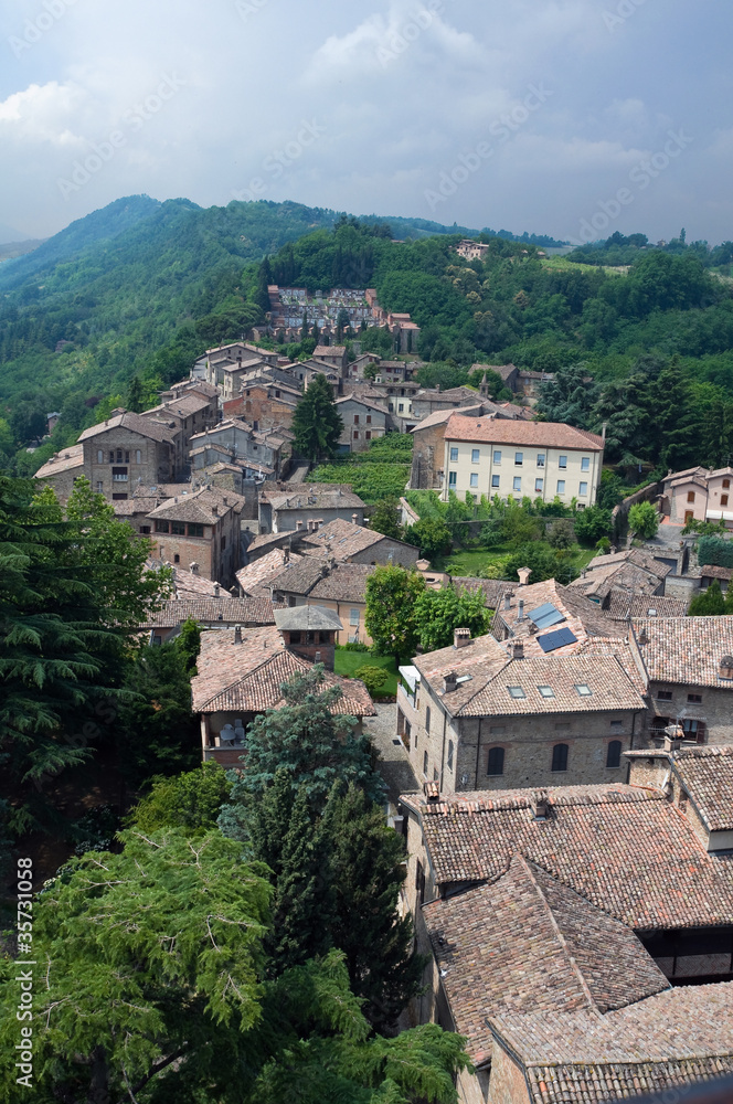 Panoramic view of Castell'arquato. Emilia-Romagna. Italy.