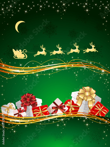 Presents on green background