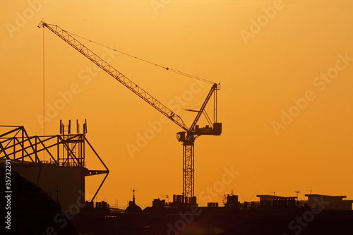 Crane on a sunset background