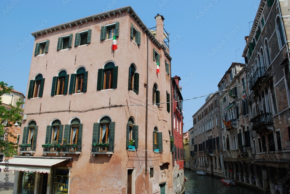 Canal with ancient houses in Venice, Italy