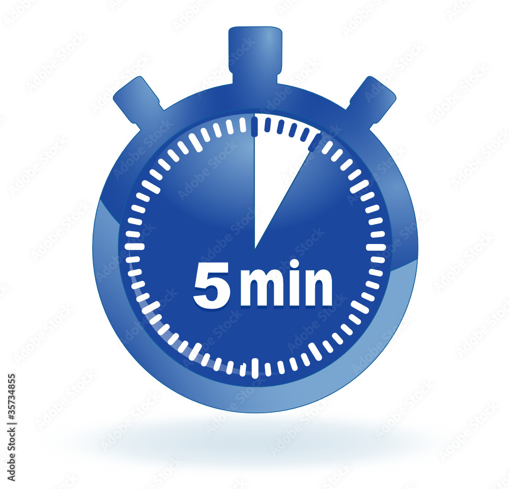 Vecteur Stock 5 minutes sur chronomètre bleu | Adobe Stock