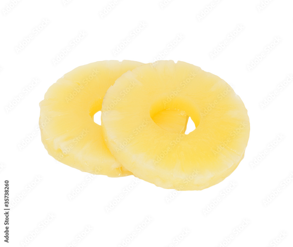 slice of pineapple isolated on white background