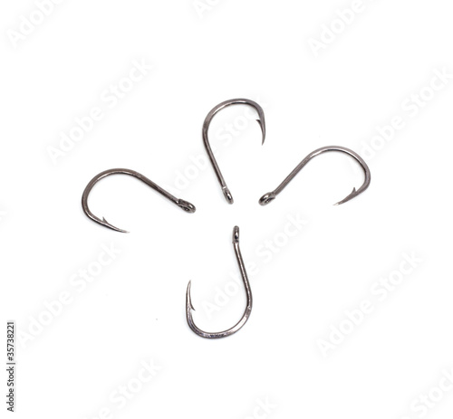 a fish hooks isolated on a white background