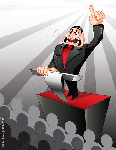 Politician holding speech and trying to manipulate