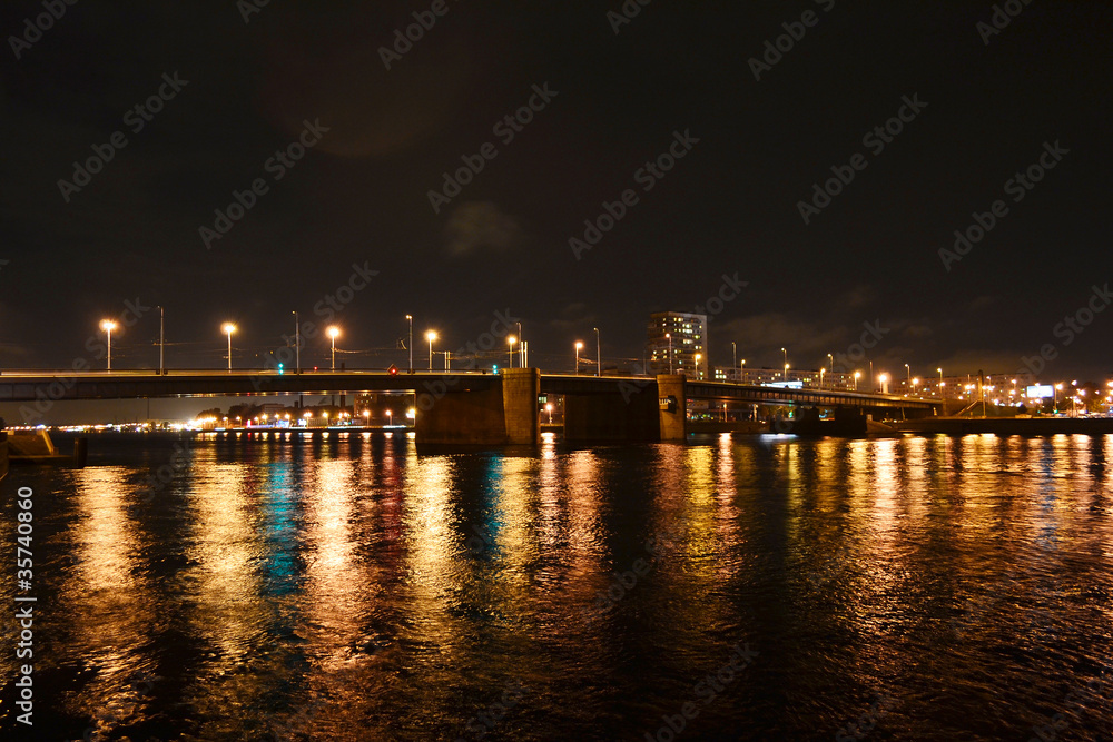 Night view of Volodarsky Bridge in St Petersburg