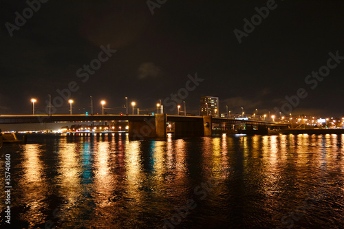 Night view of Volodarsky Bridge in St Petersburg © konstan