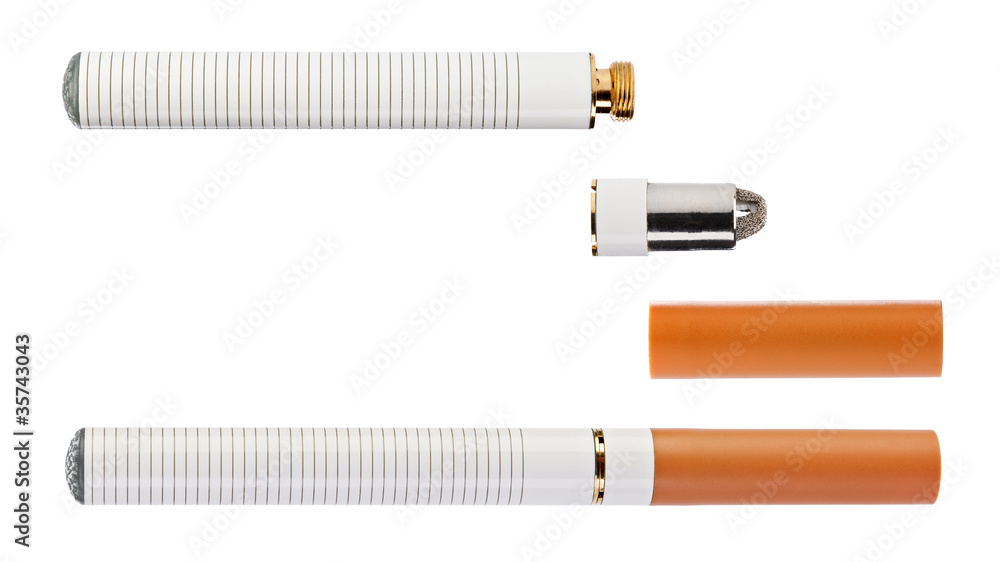 Electronic cigarette with parts isolated on a white Electronic cigarette with parts isolated on a white