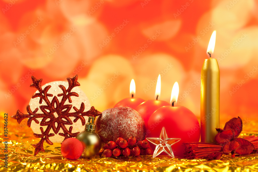 christmas red snowflake with candles christmas red snowflake with candles