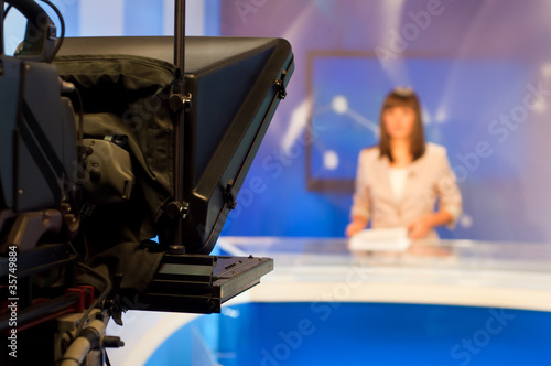 Reporter presenting news