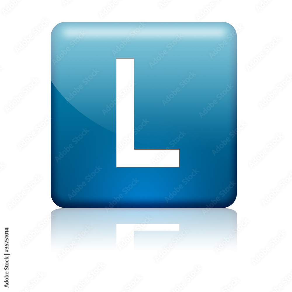 Boton cuadrado azul letra L Boton cuadrado azul letra L