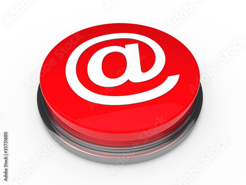 3d button email red