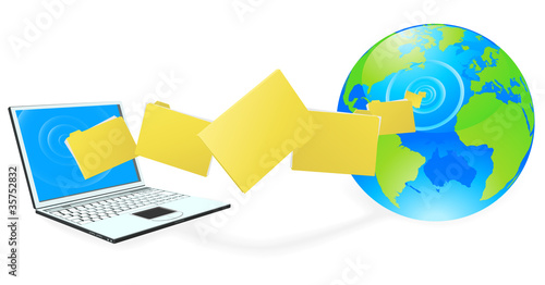 Laptop computer uploading o...