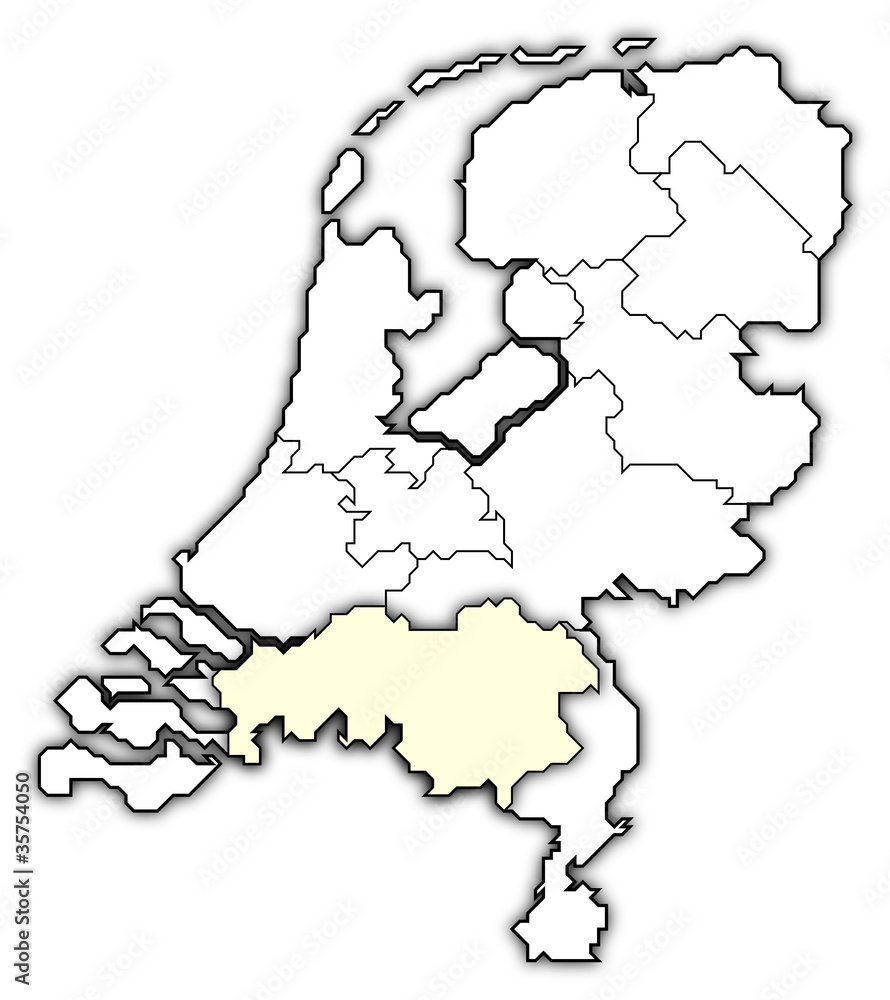 Map of Netherlands, North Brabant highlighted
